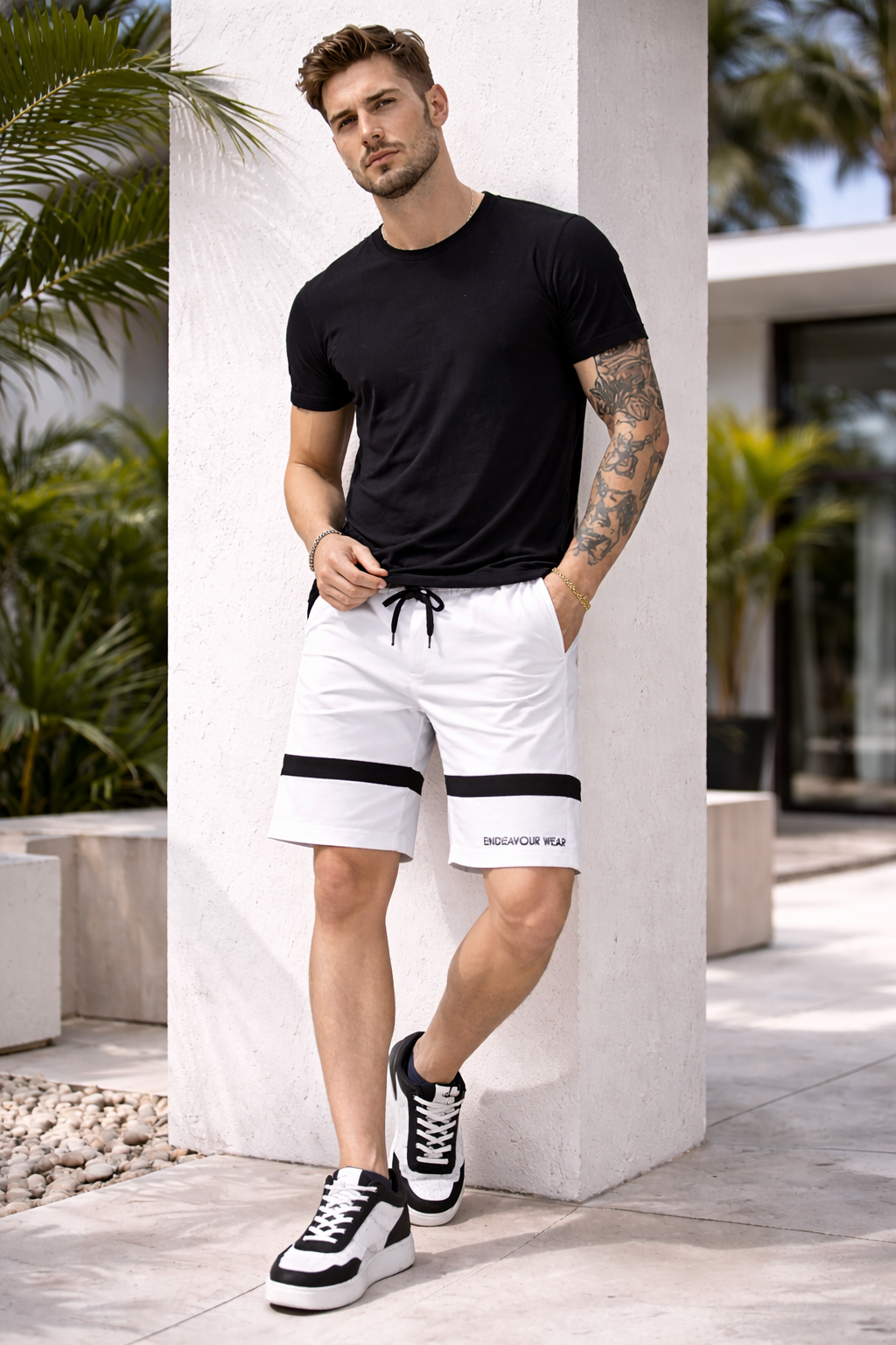 Endeavour Wear Men White Premium Cotton Lounge Baggy Shorts