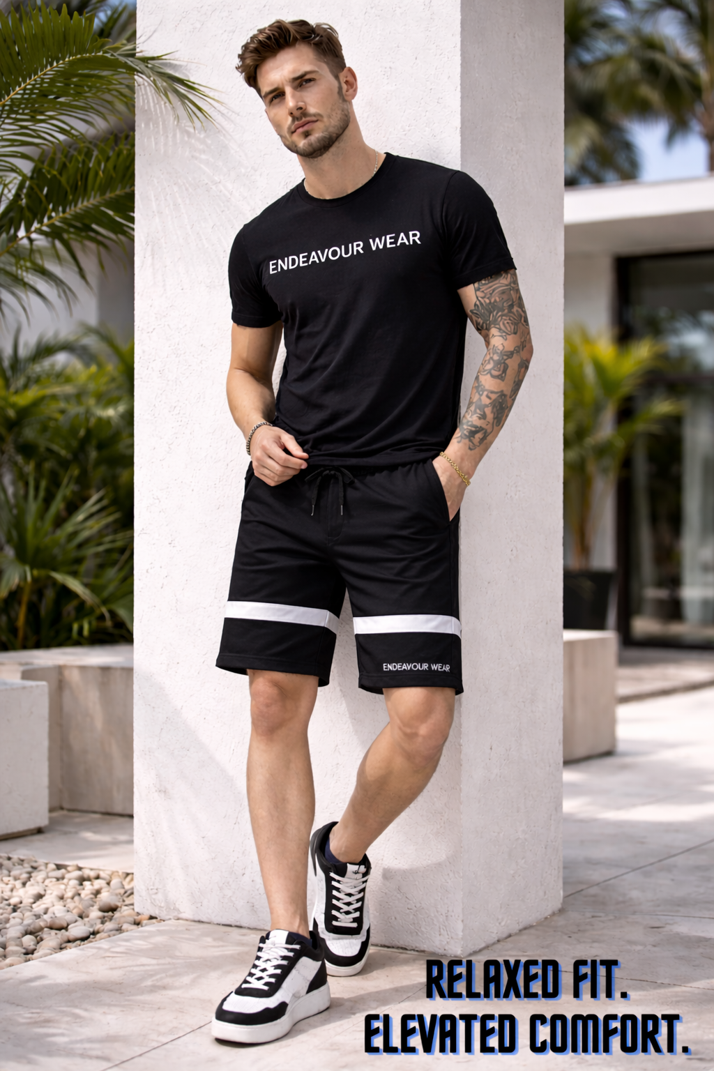 Endeavour Wear Men Black Premium Cotton Lounge Baggy Shorts