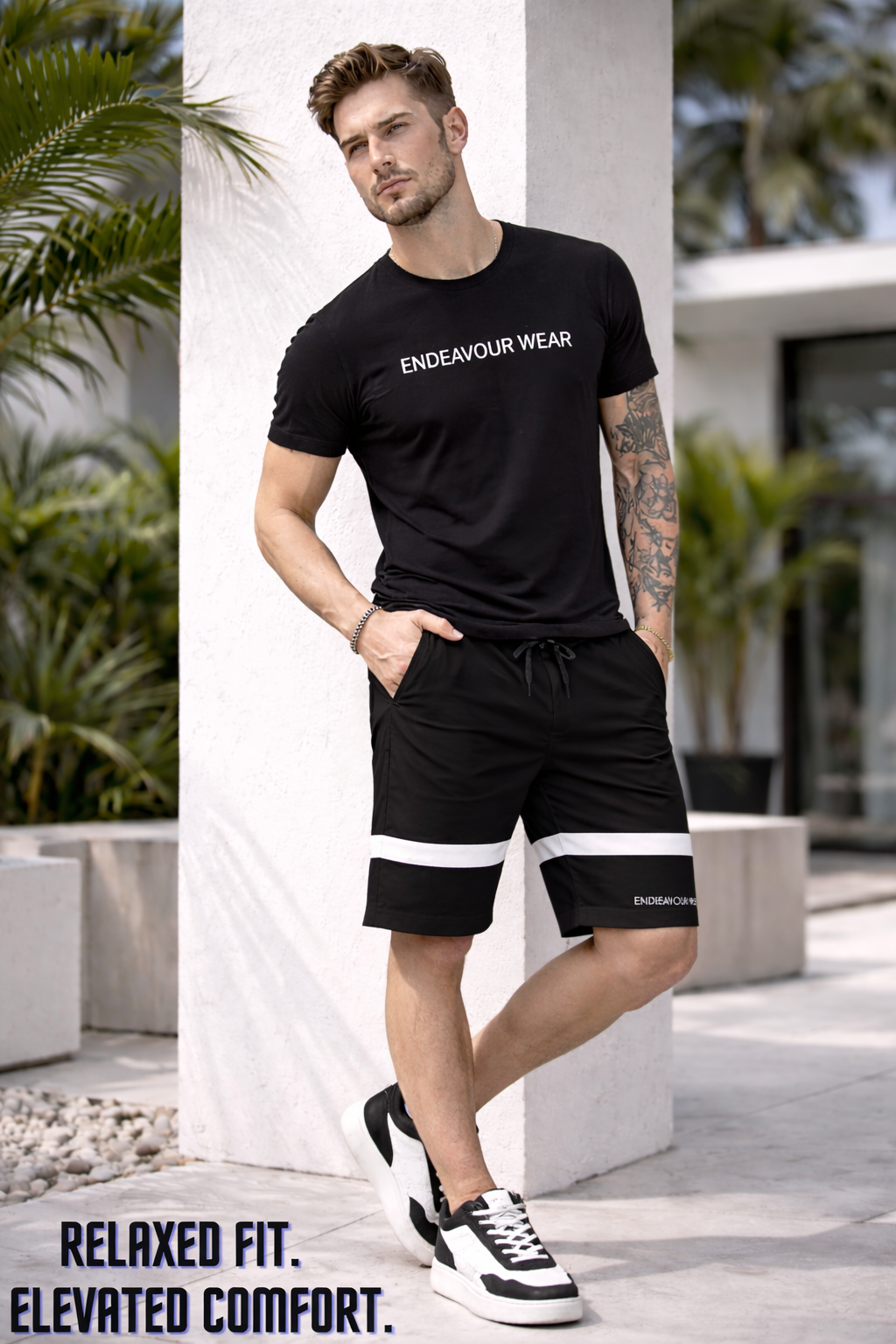 Endeavour Wear Men Black Premium Cotton Lounge Baggy Shorts