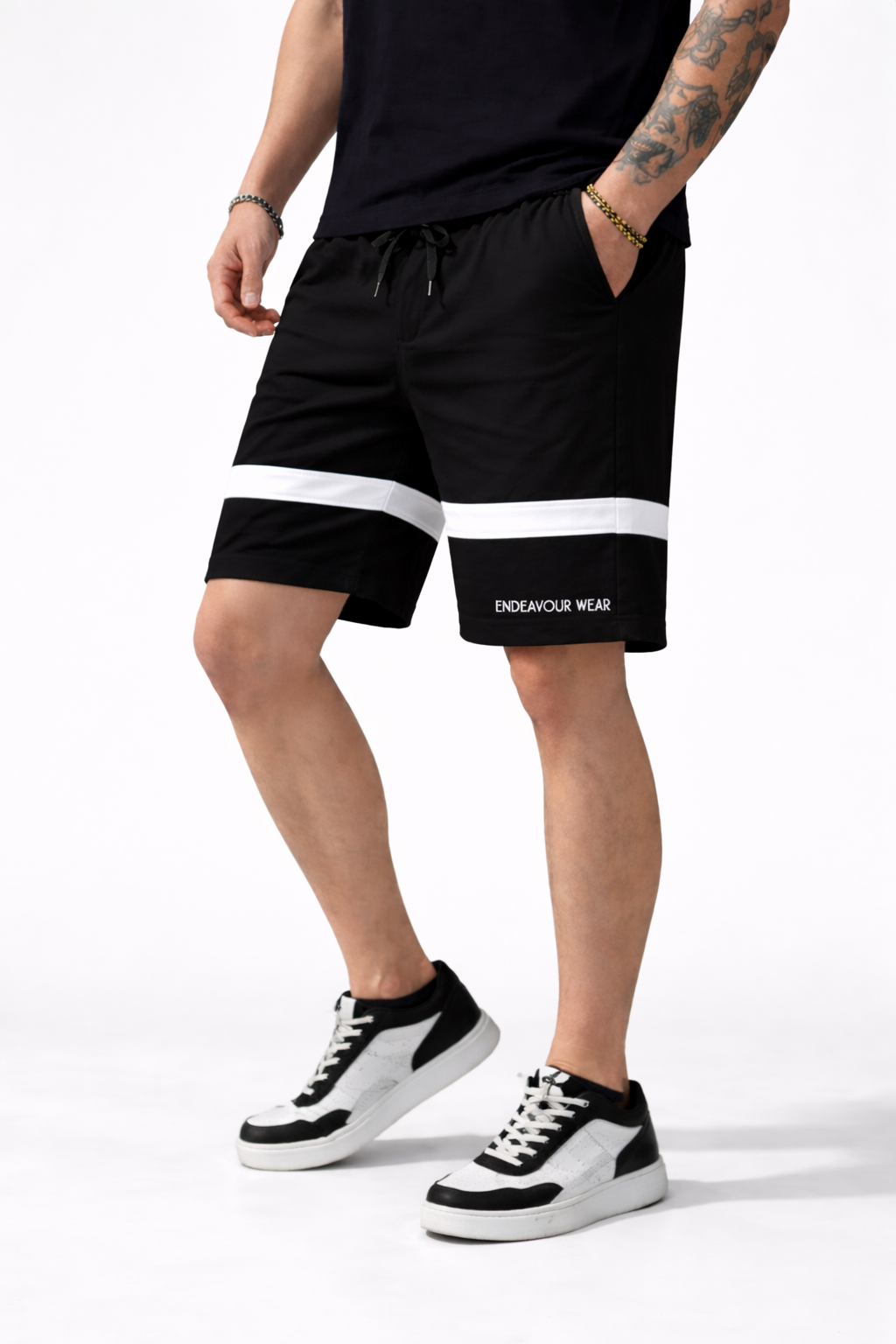 Endeavour Wear Men Black Premium Cotton Lounge Baggy Shorts