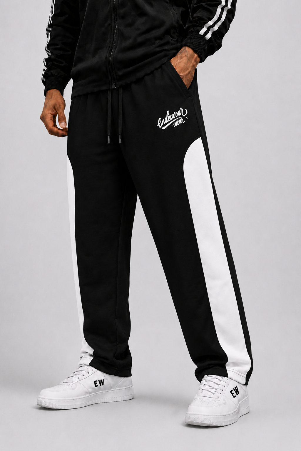 Endeavour Wear Men's Black Premium Rich Cotton Oversized Baggy Fit Track Pants