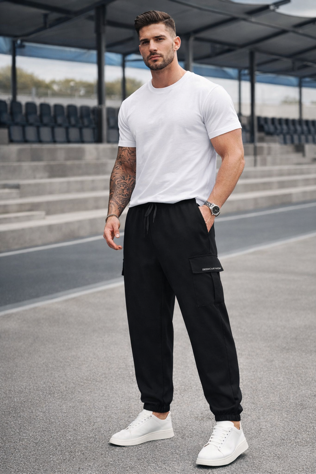 Endeavour Wear Men's Black Active Cargo Trackpants
