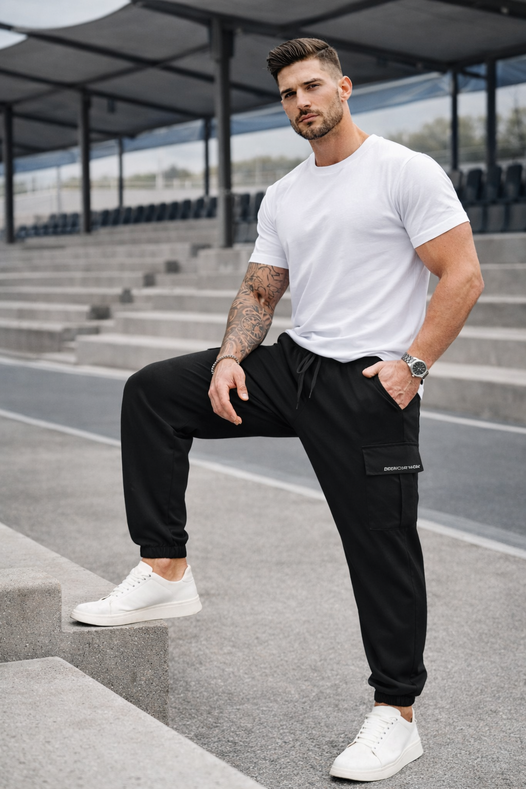 Endeavour Wear Men's Black Active Cargo Trackpants