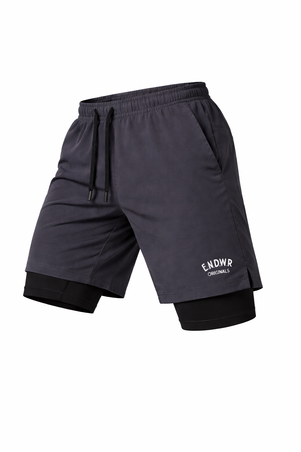Endeavour Wear Men Dark Grey 2 in 1 Active Sports Shorts