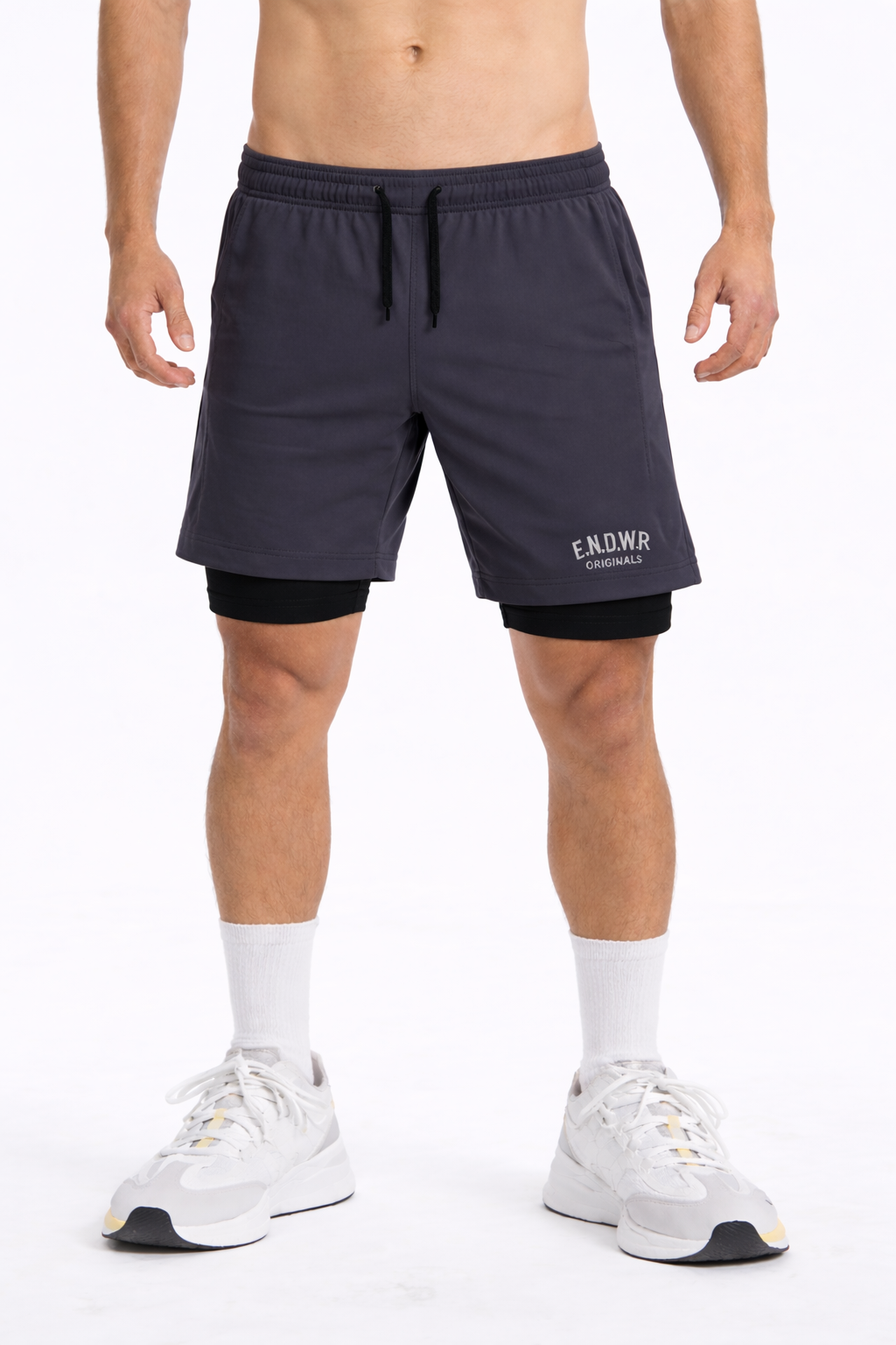 Endeavour Wear Men Dark Grey 2 in 1 Active Sports Shorts
