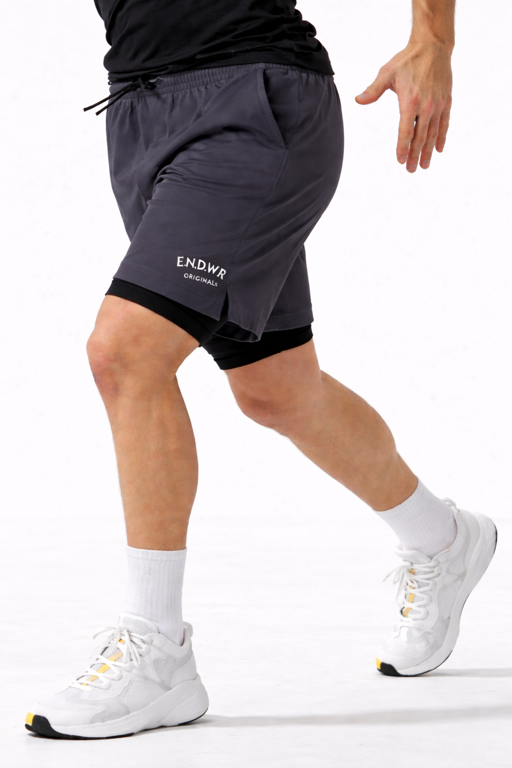 Endeavour Wear Men Dark Grey 2 in 1 Active Sports Shorts