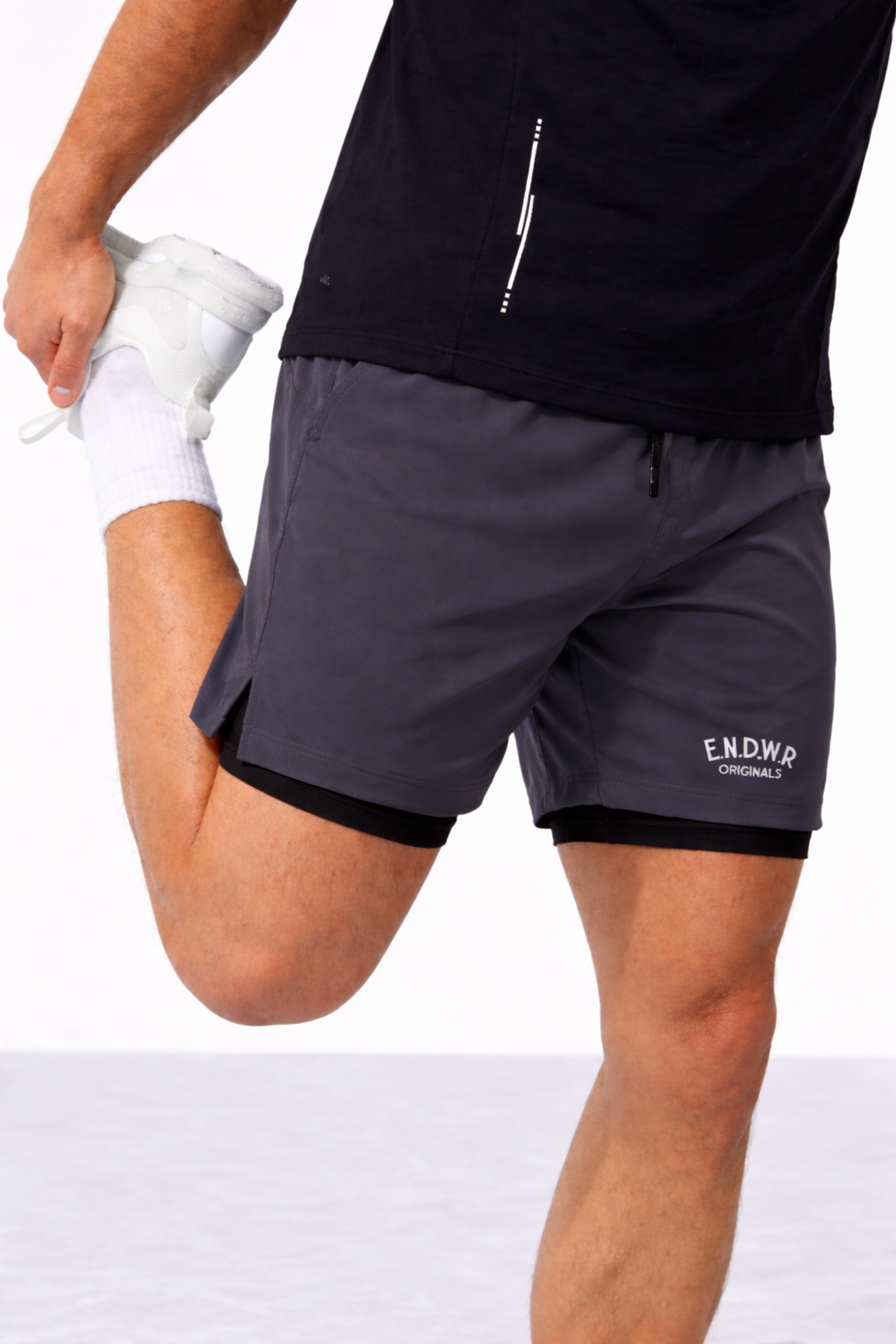 Endeavour Wear Men Dark Grey 2 in 1 Active Sports Shorts