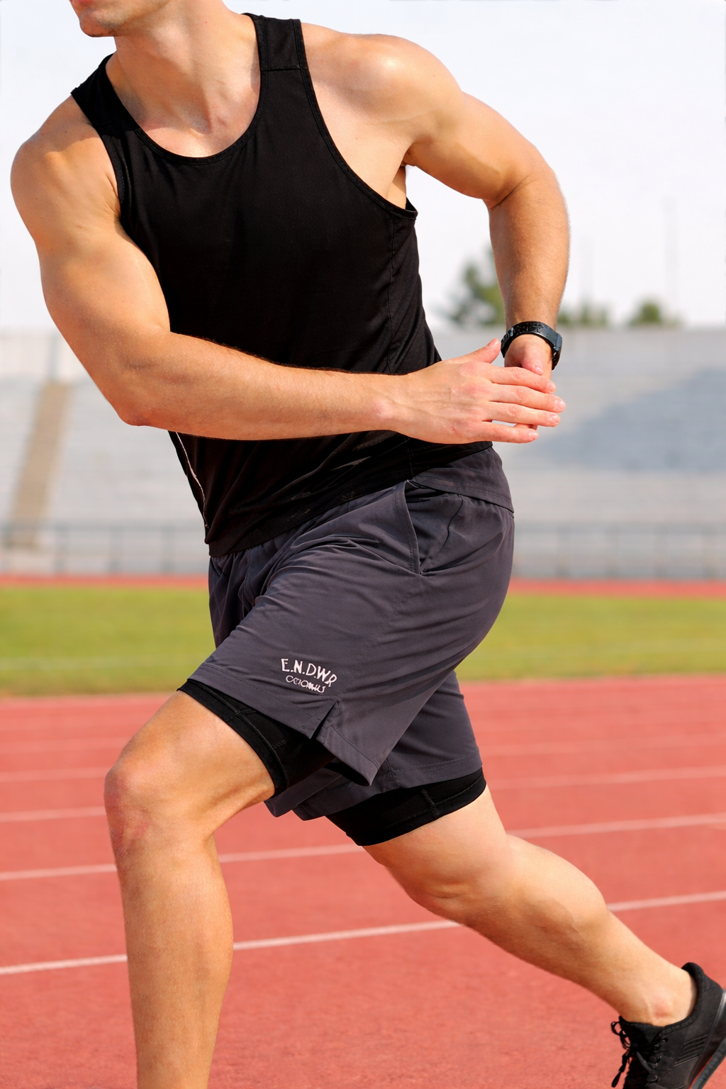 Endeavour Wear Men Dark Grey 2 in 1 Active Sports Shorts