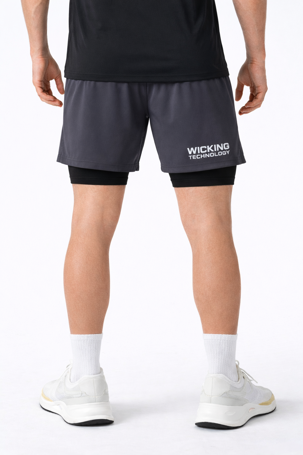 Endeavour Wear Men Dark Grey 2 in 1 Active Sports Shorts