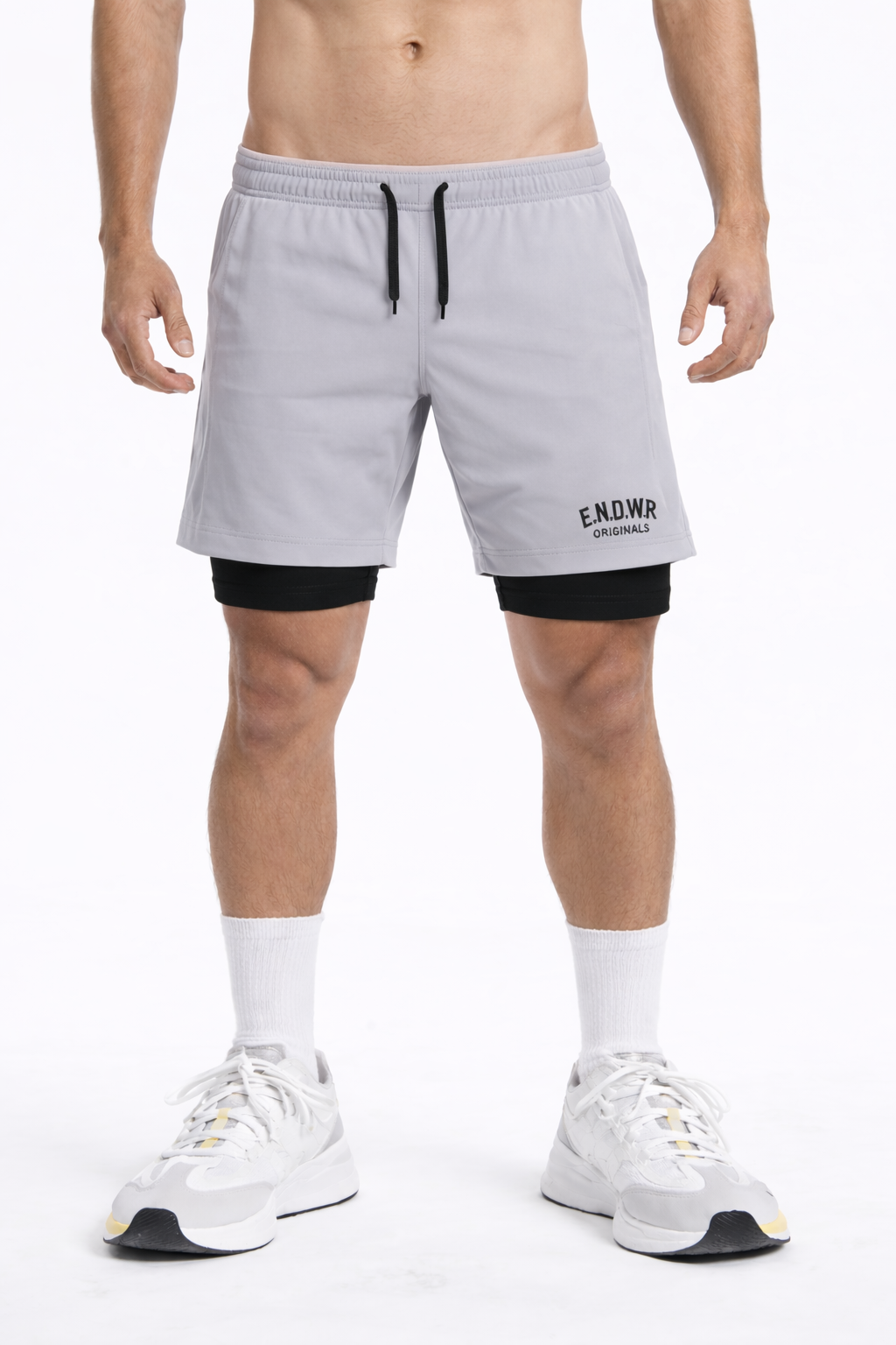 Endeavour Wear Men Light Grey 2 in 1 Active Sports Shorts