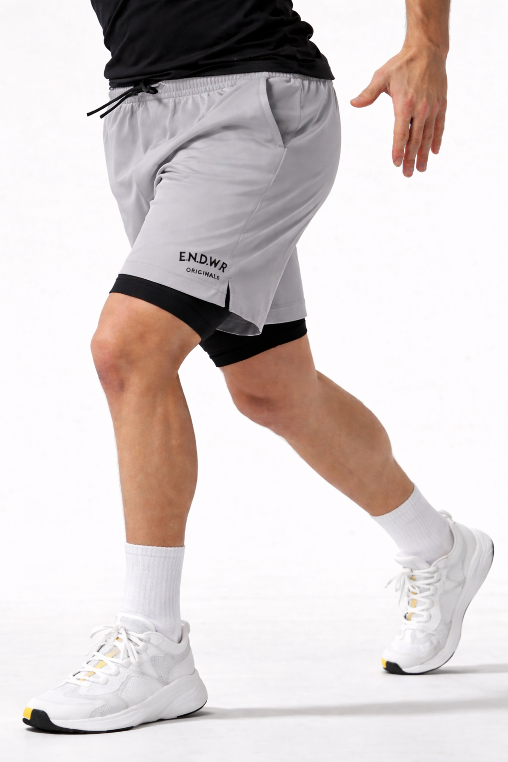 Endeavour Wear Men Light Grey 2 in 1 Active Sports Shorts
