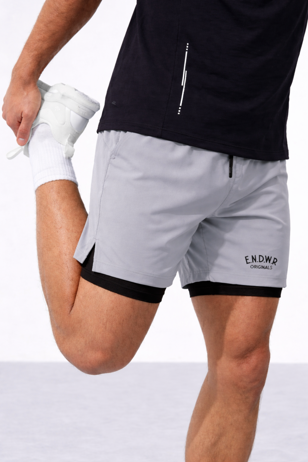 Endeavour Wear Men Light Grey 2 in 1 Active Sports Shorts