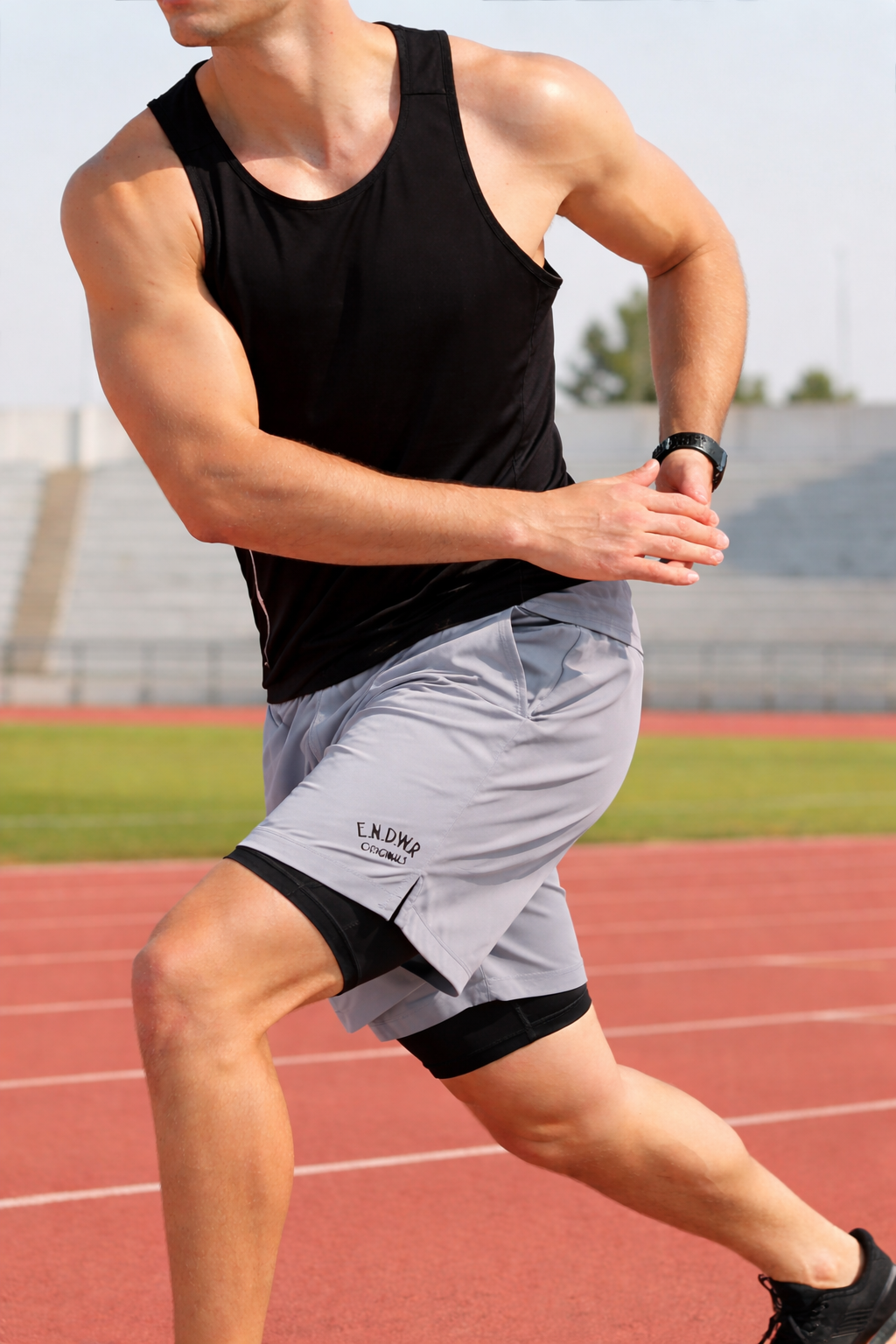 Endeavour Wear Men Light Grey 2 in 1 Active Sports Shorts