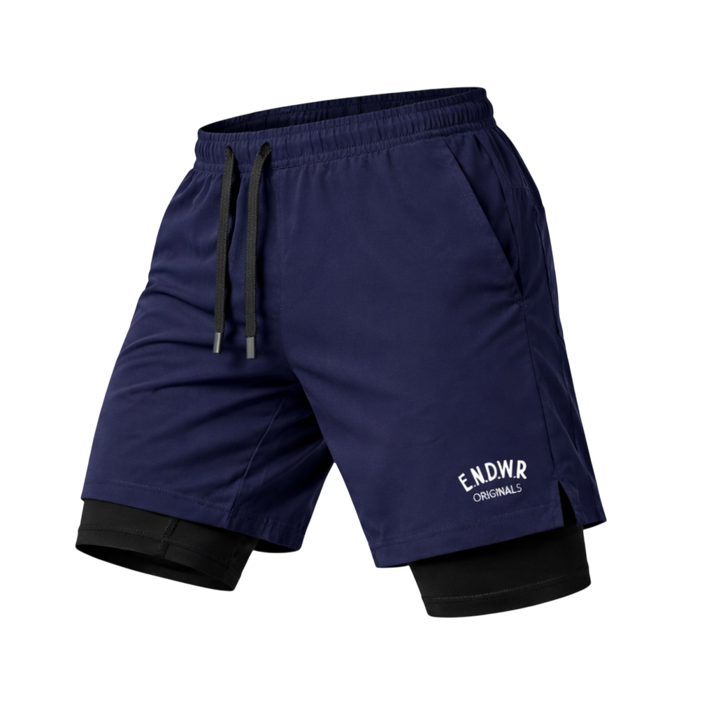 Endeavour Wear Men Navy 2 in 1 Active Sports Shorts
