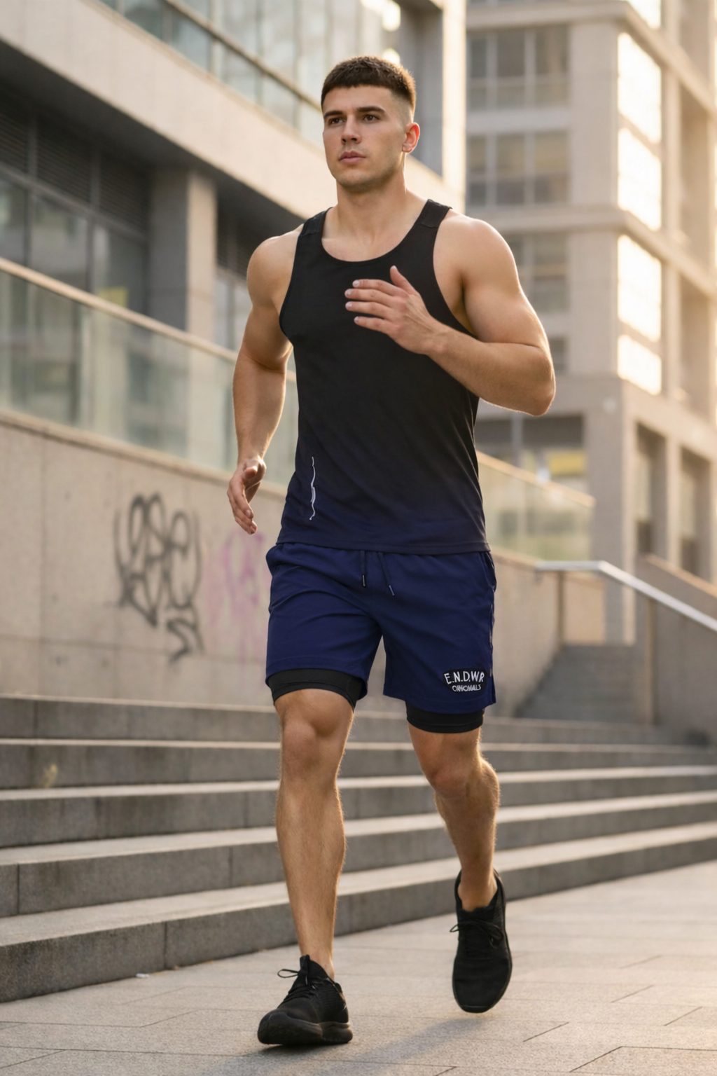 Endeavour Wear Men Navy 2 in 1 Active Sports Shorts