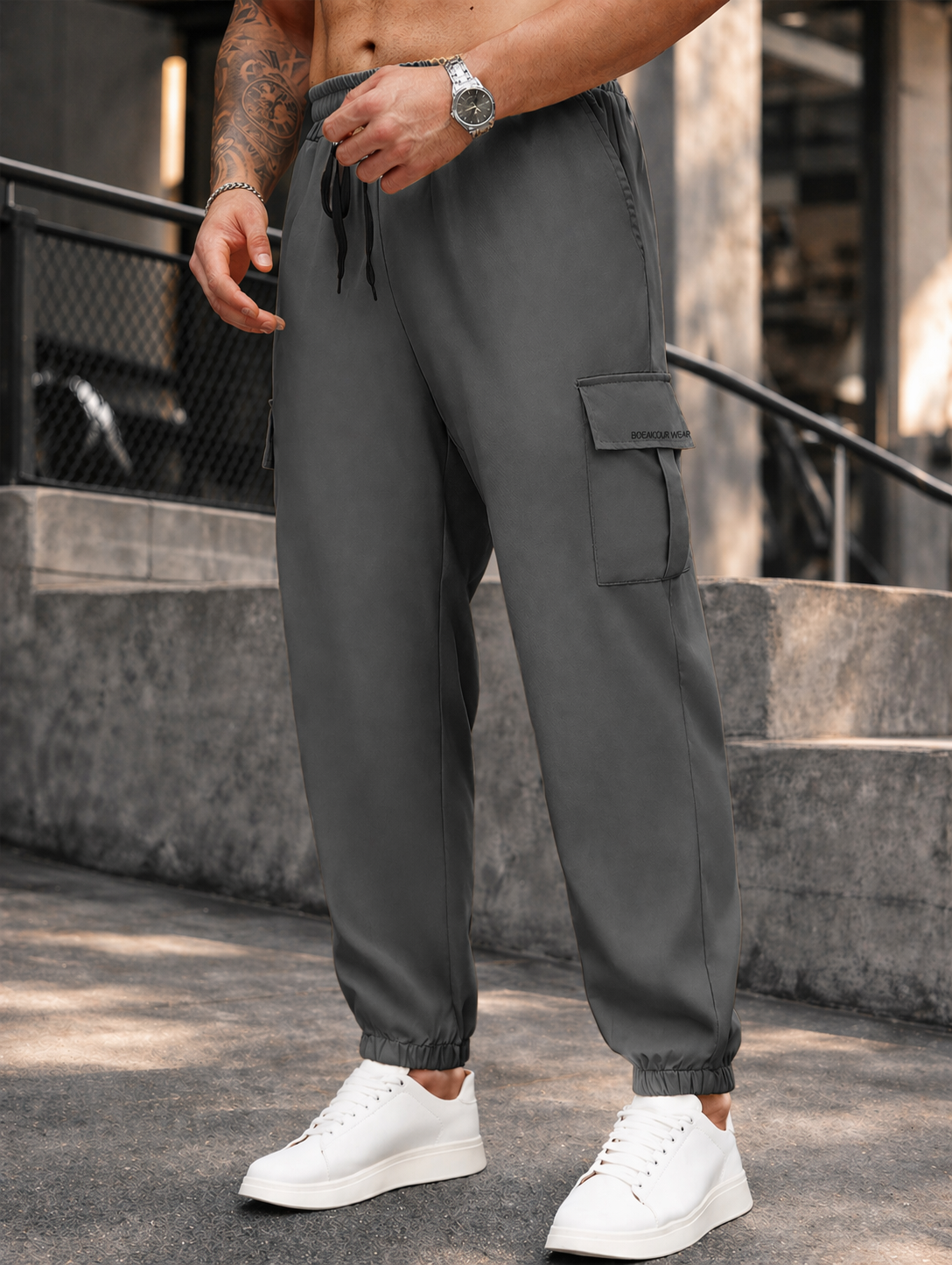 Endeavour Wear Men's Dark Grey Active Cargo Trackpants