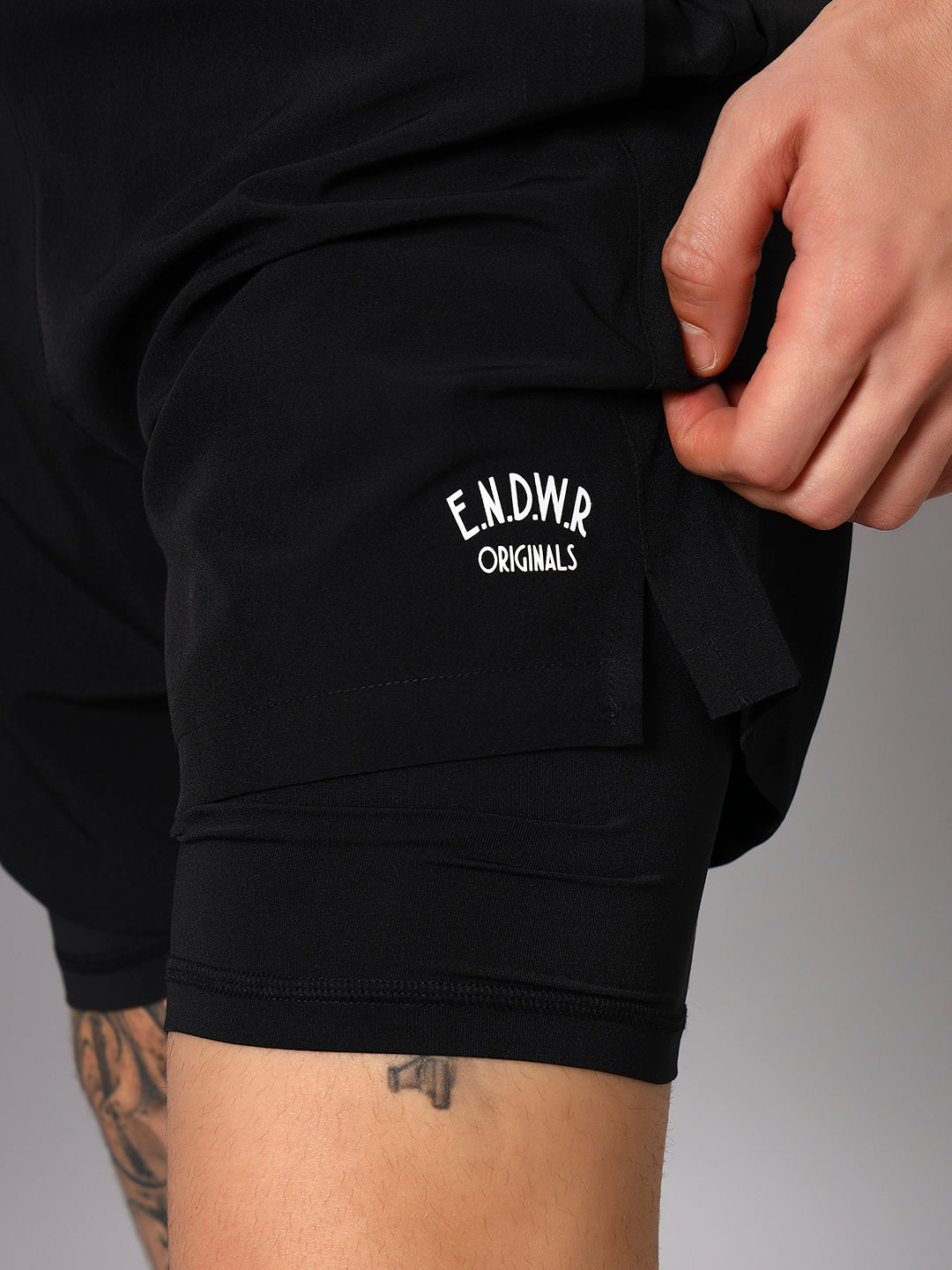 Endeavour Wear Men Black 2 in 1 Active Sports Shorts