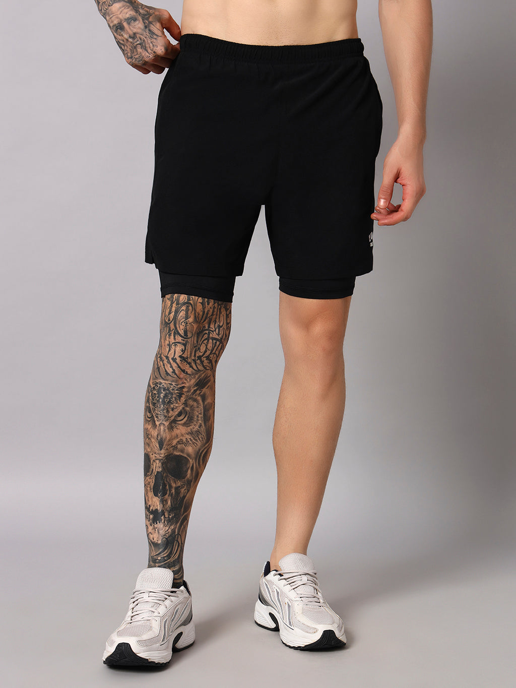 Endeavour Wear Men Black 2 in 1 Active Sports Shorts