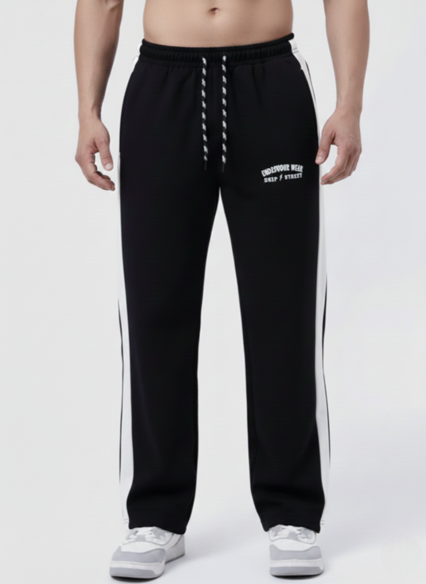 Endeavour Wear Men Black-White Winter Baggy Fit Track Pants