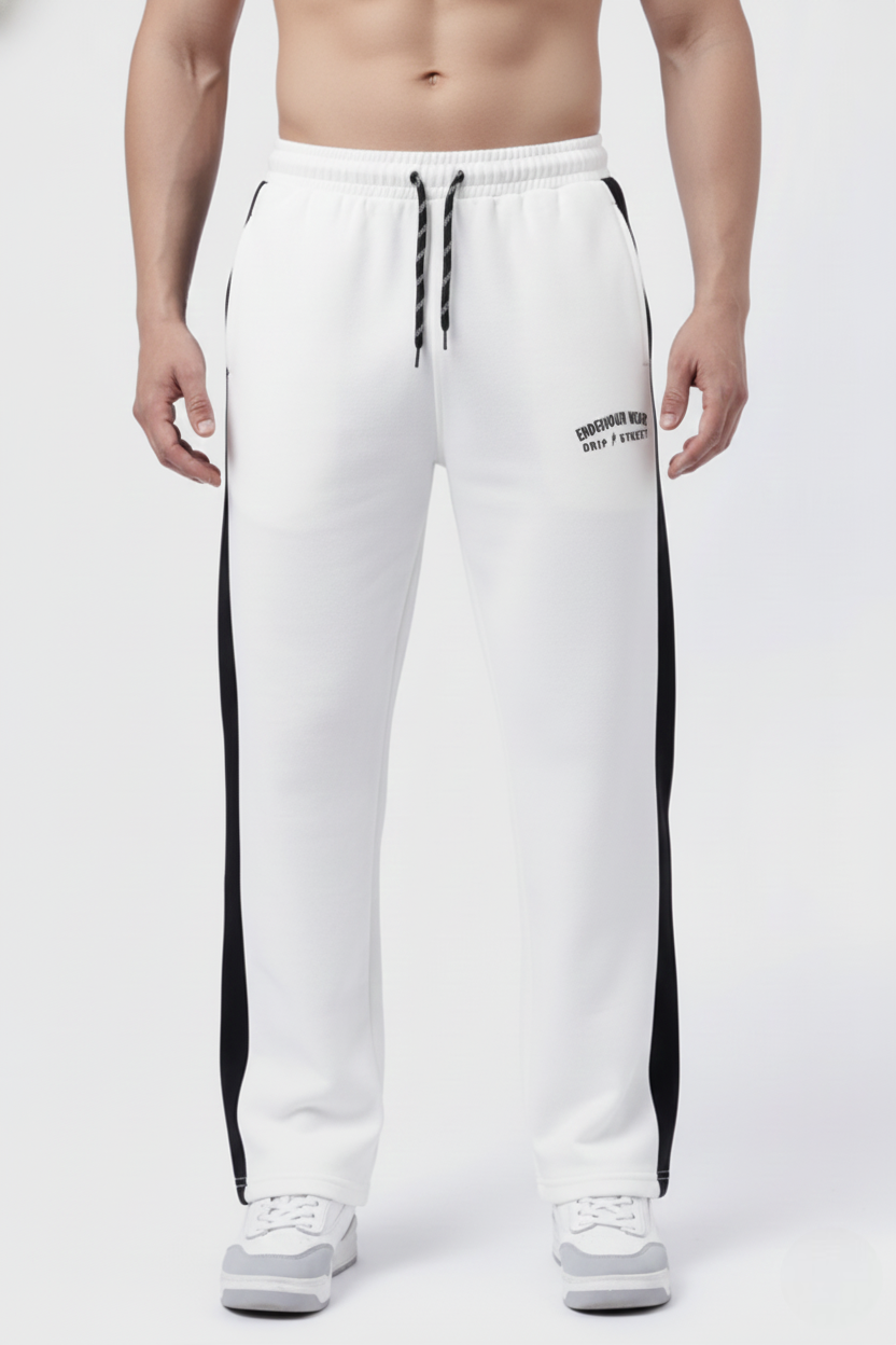 Endeavour Wear Men White-Black Winter Baggy Fit Track Pants