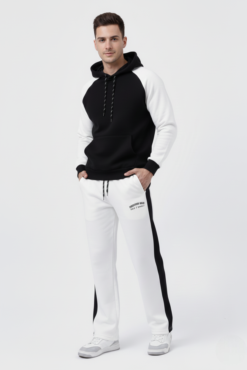 Endeavour Wear Men White-Black Winter Baggy Fit Track Pants