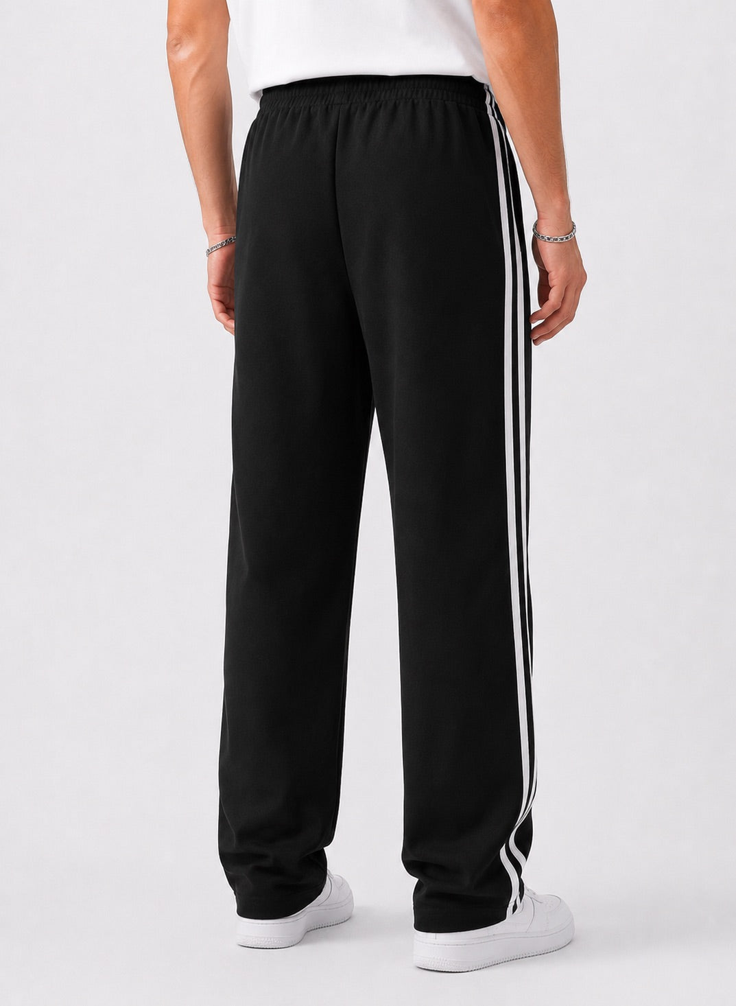 Endeavour Wear Men's Oversized Baggy Fit Striped Track Pants Joggers Black