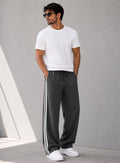 Endeavour Wear Men's Oversized Baggy Fit Striped Track Pants Joggers Charcoal Gray