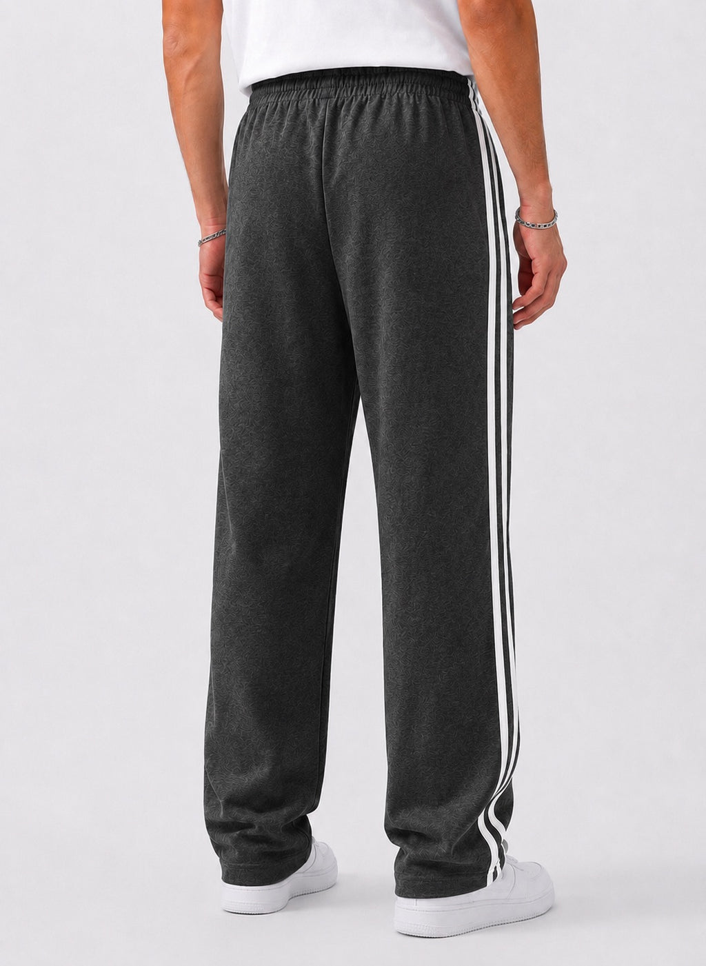 Endeavour Wear Men's Oversized Baggy Fit Striped Track Pants Joggers Charcoal Gray