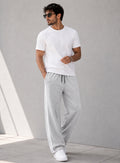Endeavour Wear Men's Oversized Baggy Fit Striped Track Pants Joggers Light Grey