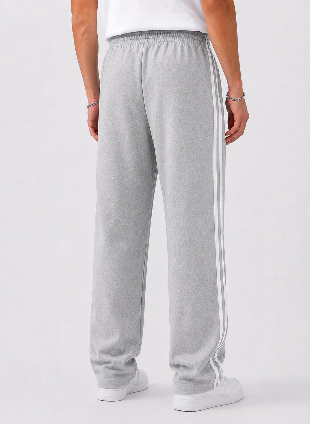 Endeavour Wear Men's Oversized Baggy Fit Striped Track Pants Joggers Light Grey