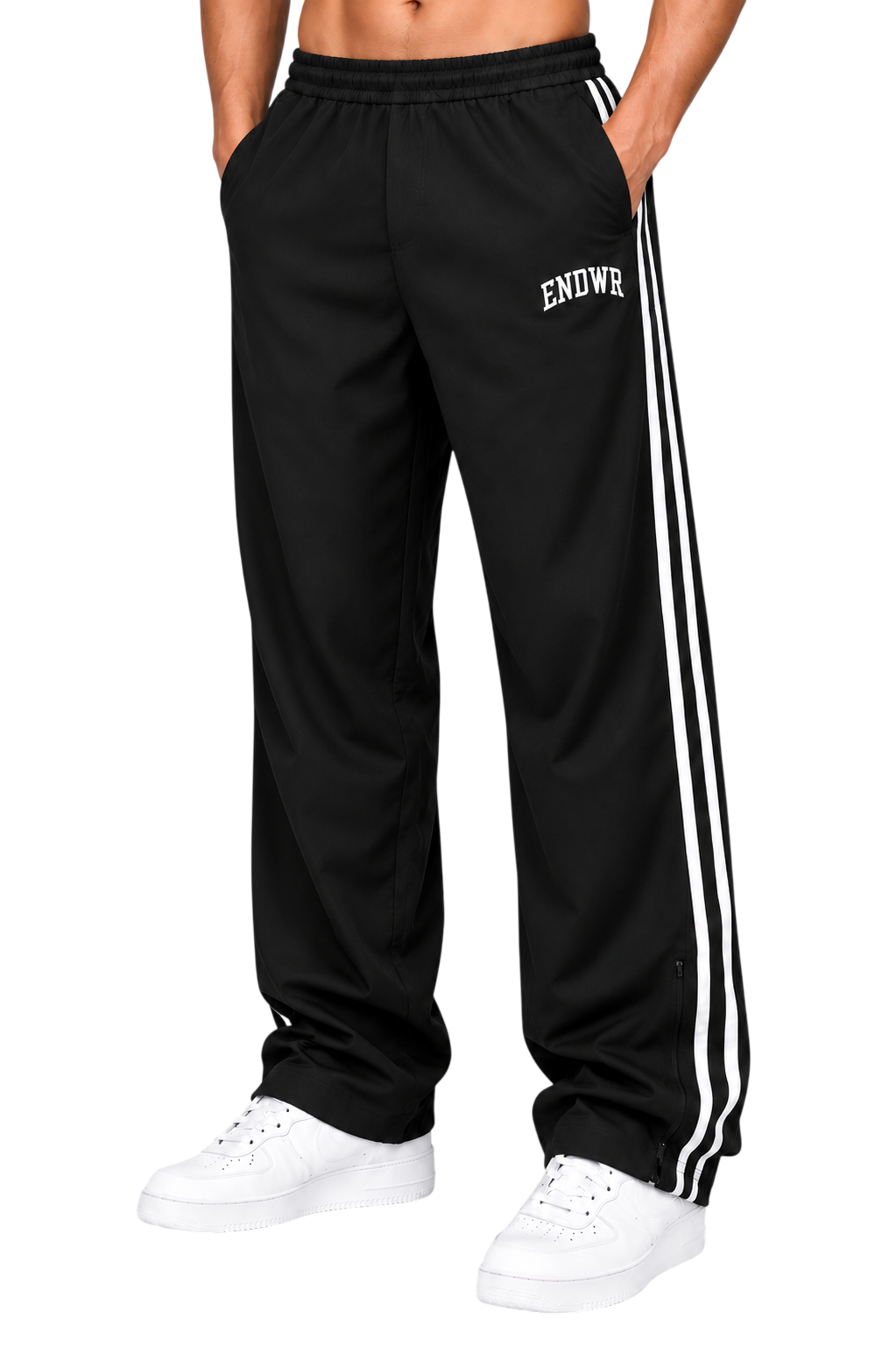 Endeavour Wear Men’s Urban Striped Pattern Track Pants Black