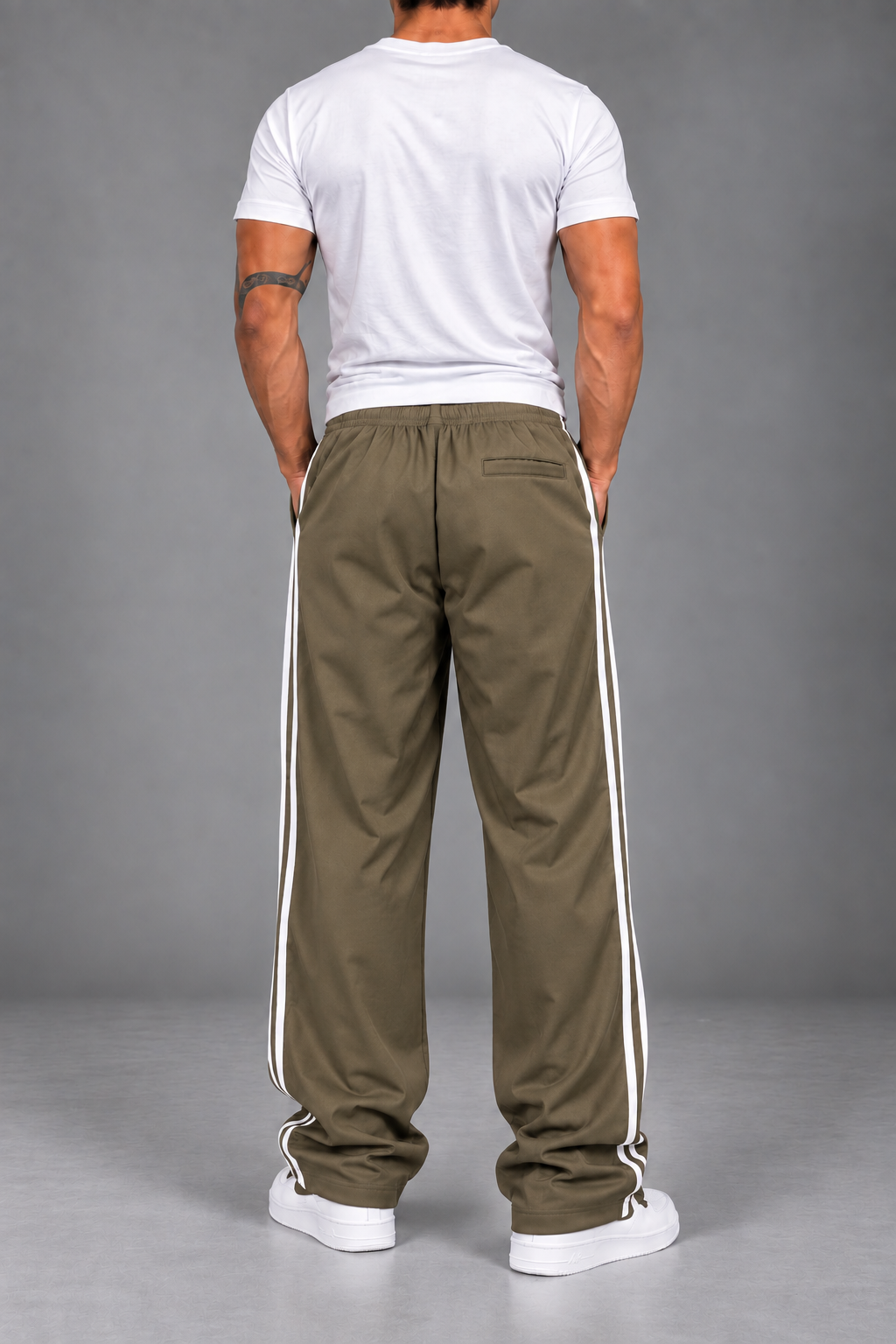 Endeavour Wear Men’s Urban Striped Pattern Track Pants Olive