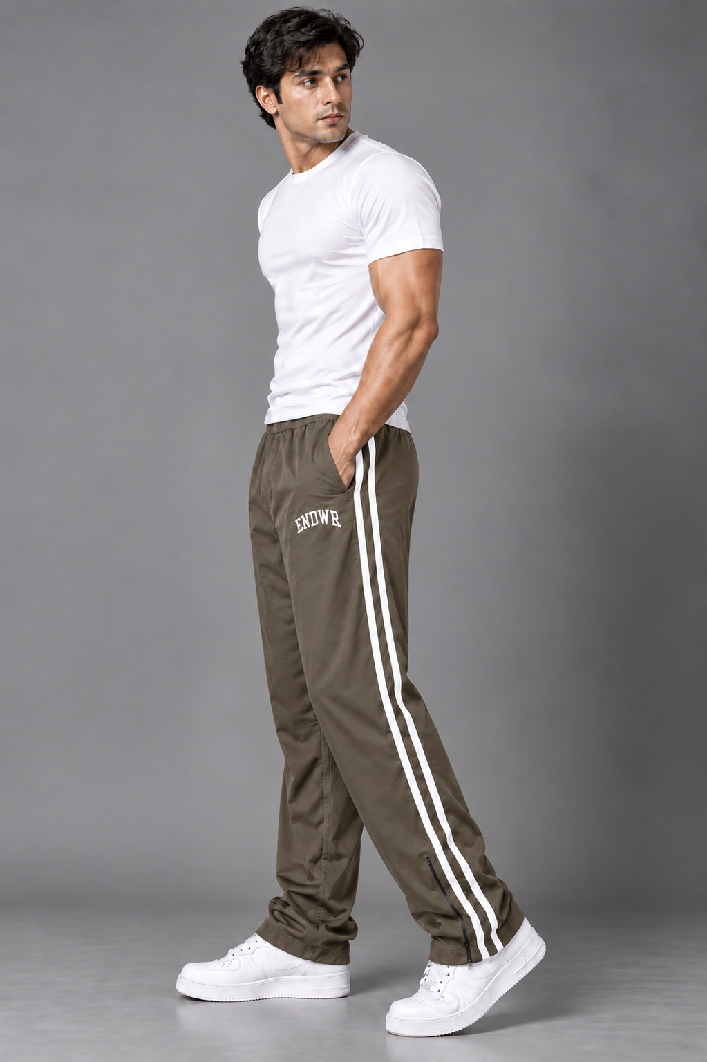 Endeavour Wear Men’s Urban Striped Pattern Track Pants Olive