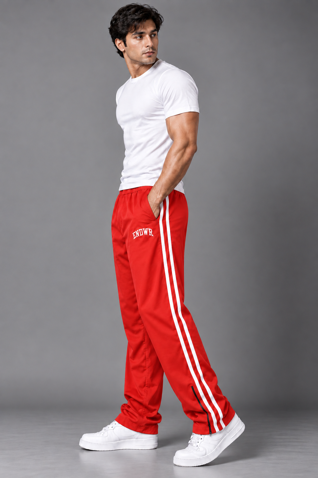 Endeavour Wear Men’s Urban Striped Pattern Track Pants Red