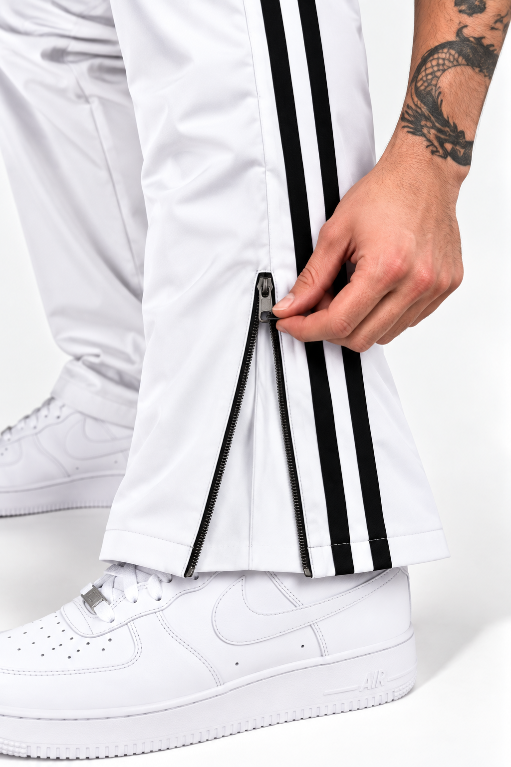 Endeavour Wear Men’s Urban Striped Pattern Track Pants White