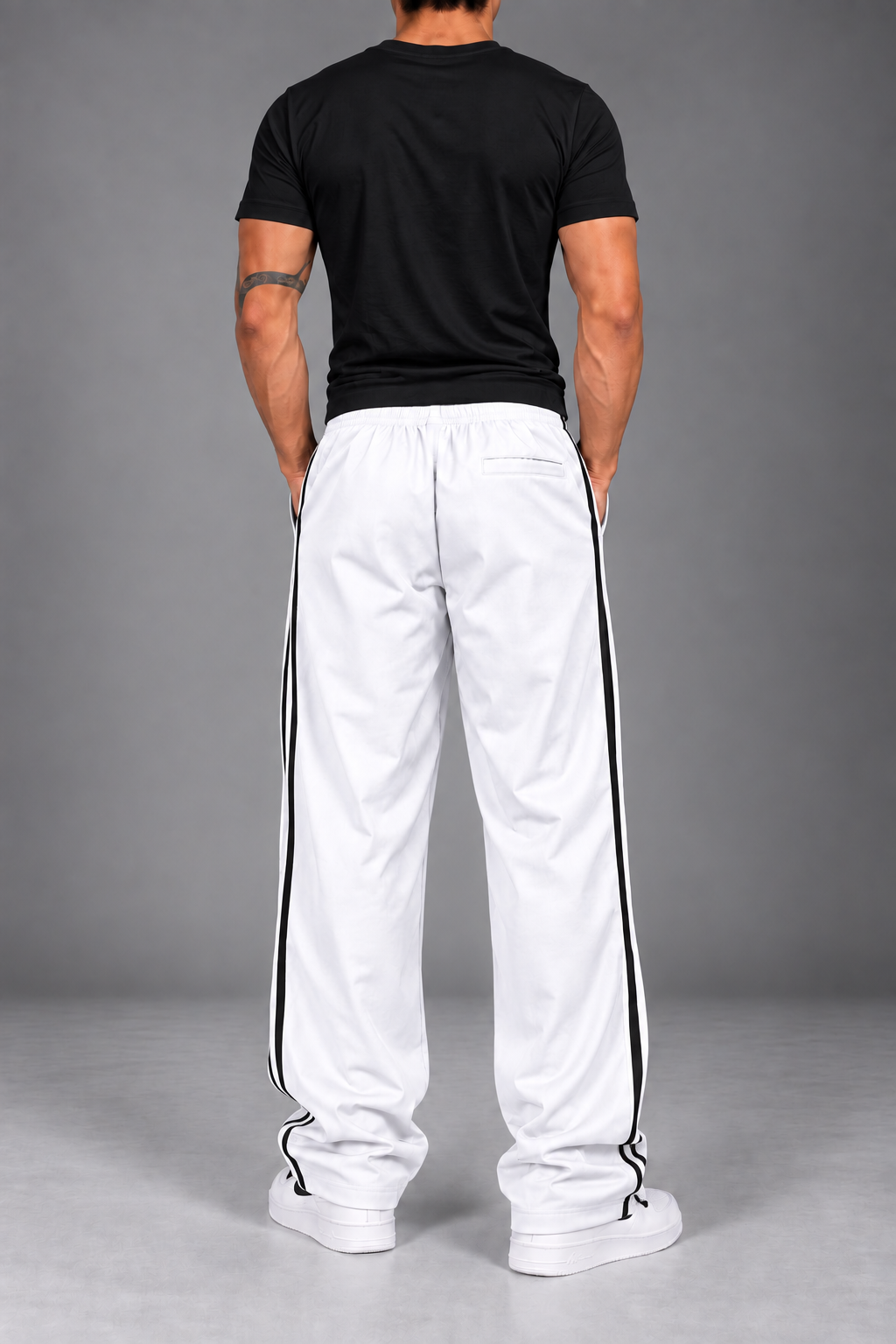 Endeavour Wear Men’s Urban Striped Pattern Track Pants White