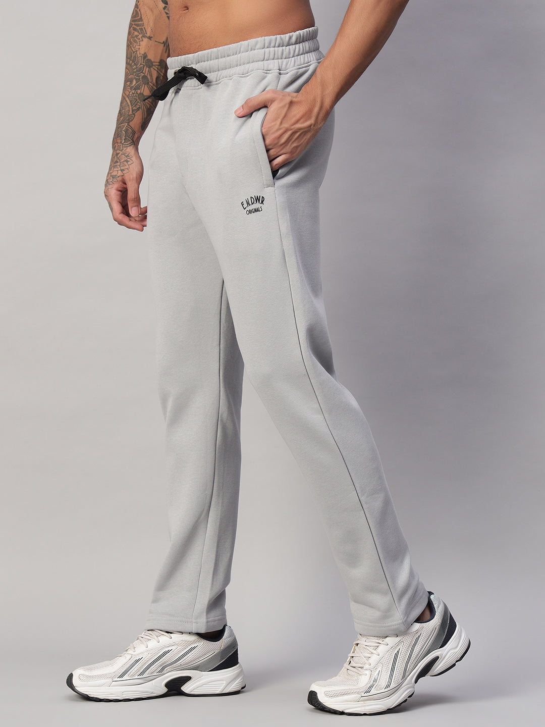 Endeavour Wear Men Winter Fleece Straight Fit Light Grey Track Pants