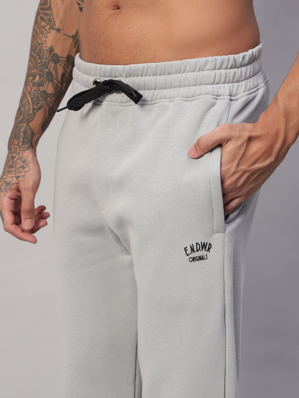 Endeavour Wear Men Winter Fleece Straight Fit Light Grey Track Pants