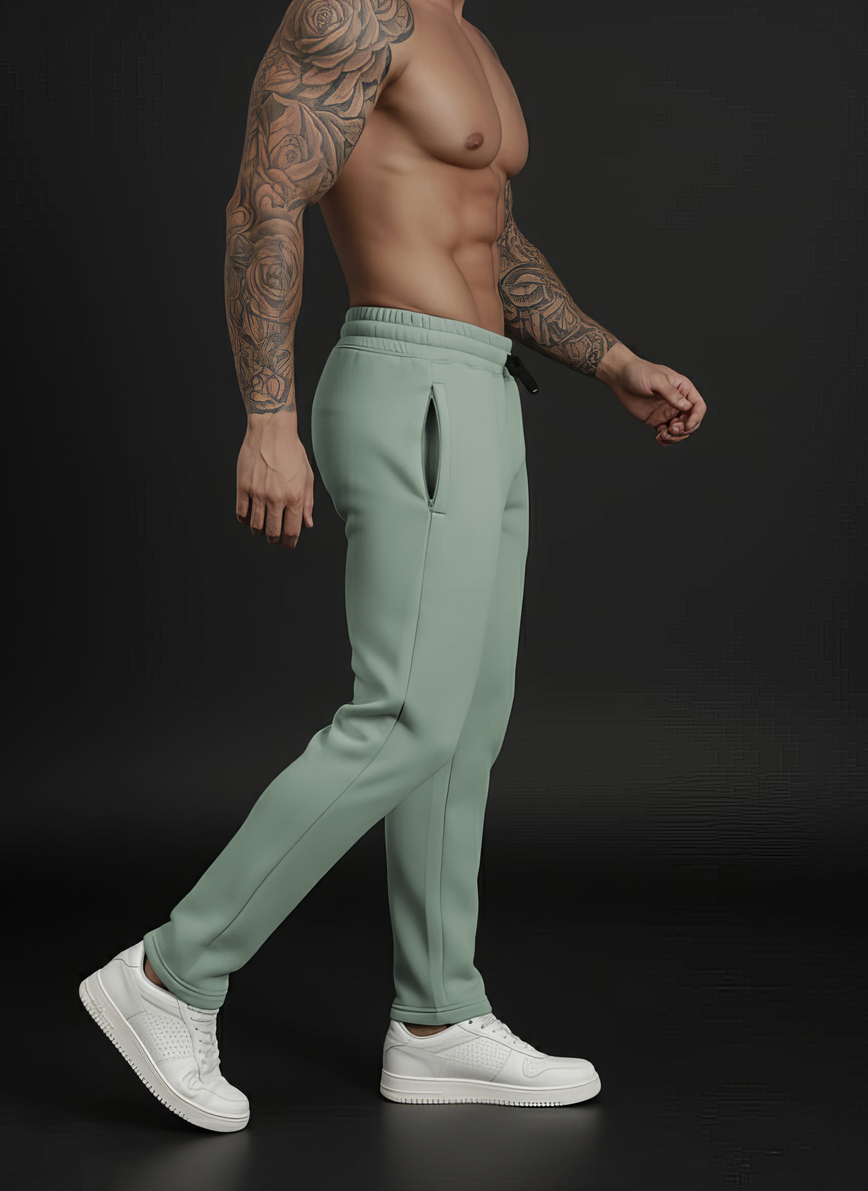 Endeavour Wear Men Winter Fleece Straight Fit Sage Green Track Pants