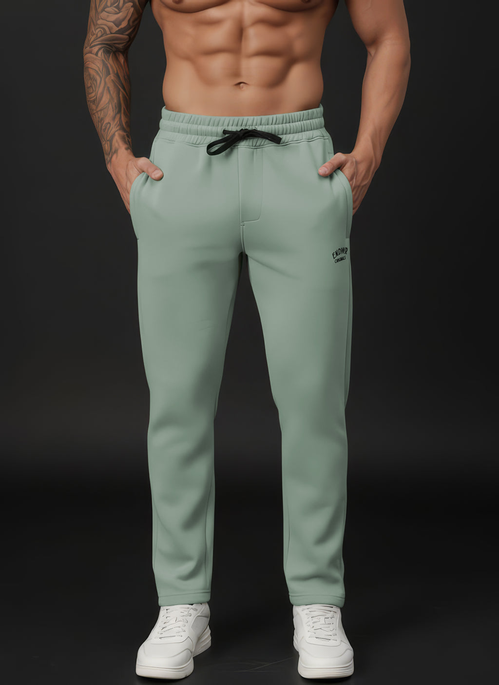Endeavour Wear Men Winter Fleece Straight Fit Sage Green Track Pants