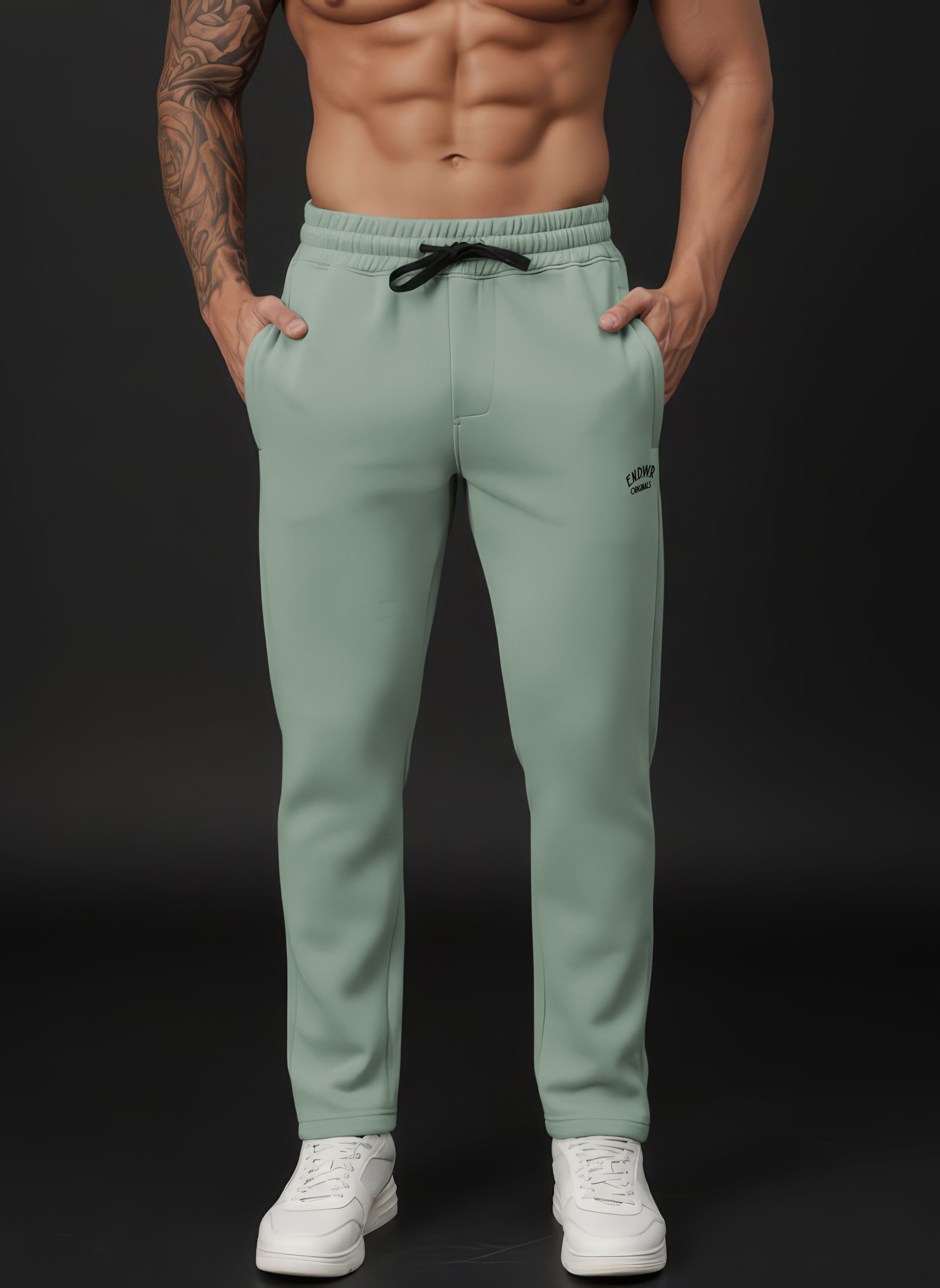 Endeavour Wear Men Winter Fleece Straight Fit Sage Green Track Pants