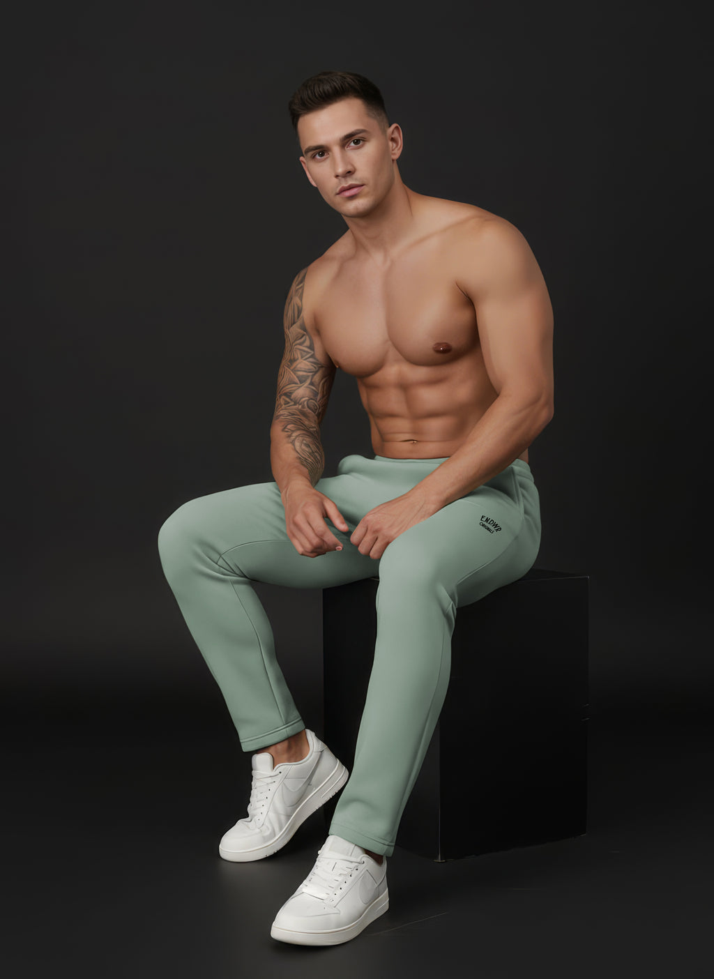 Endeavour Wear Men Winter Fleece Straight Fit Sage Green Track Pants