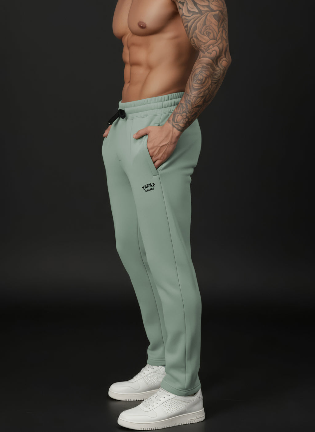 Endeavour Wear Men Winter Fleece Straight Fit Sage Green Track Pants