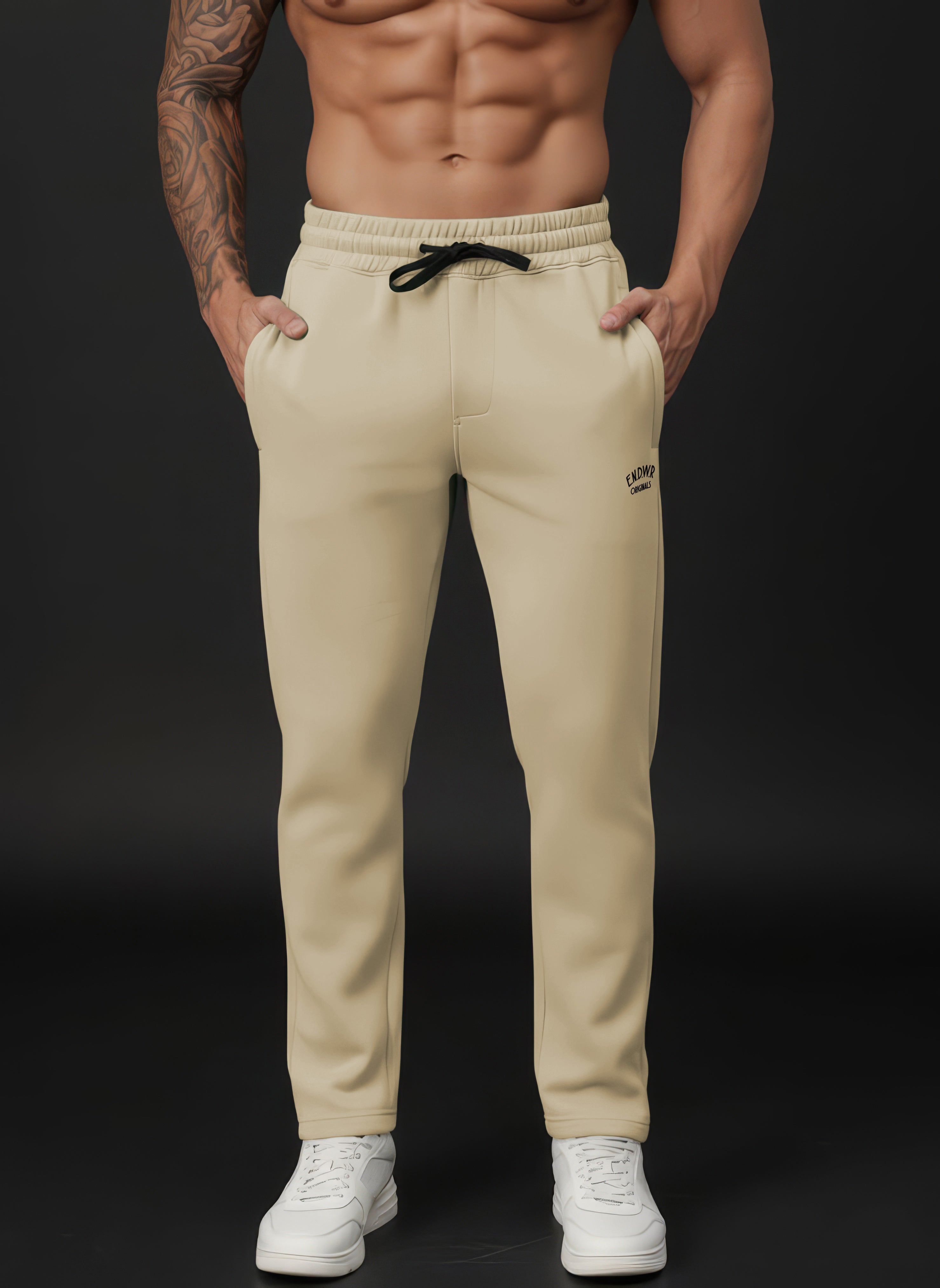 Endeavour Wear Men Winter Fleece Straight Fit Sand Brown Track Pants