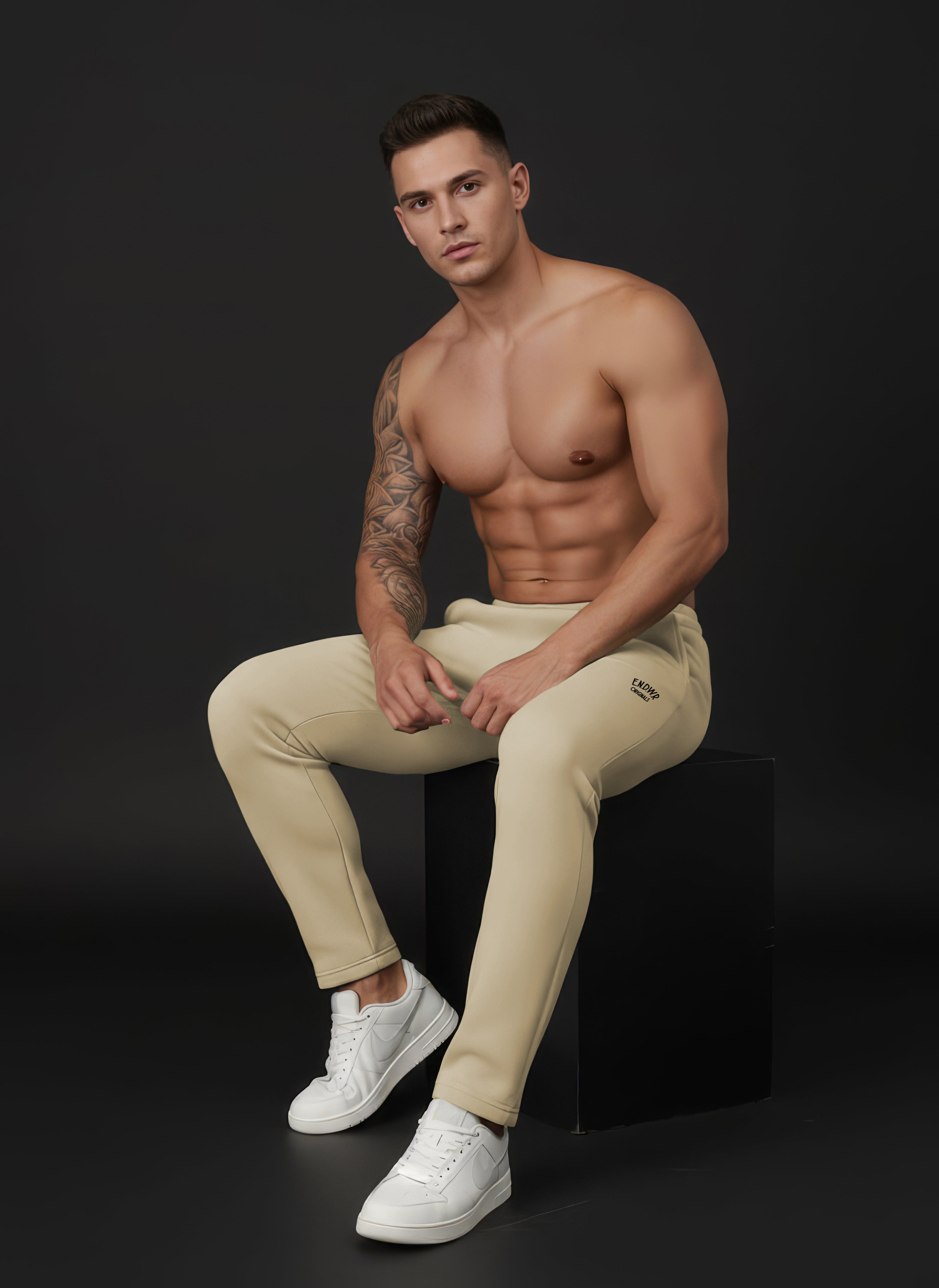 Endeavour Wear Men Winter Fleece Straight Fit Sand Brown Track Pants