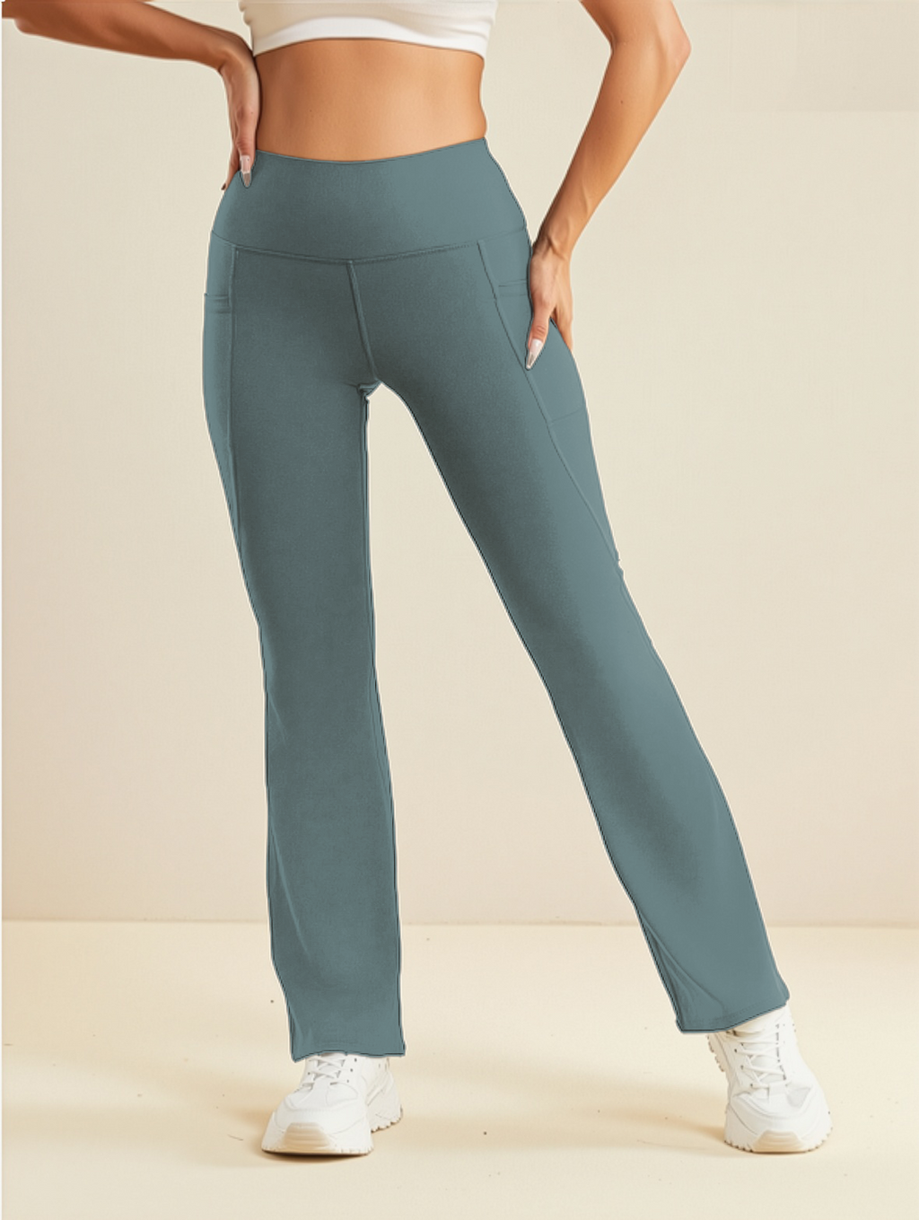 Endeavour Wear Women's Pista Green High Waisted Flare Pants