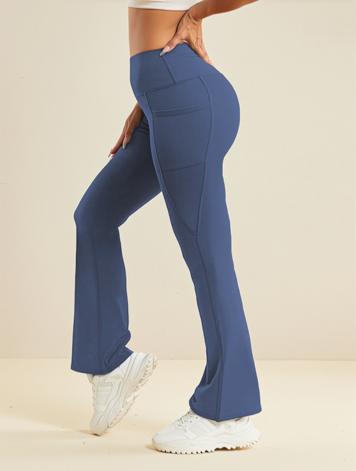 Endeavour Wear Women's Smoke Blue High Waisted Flare Pants